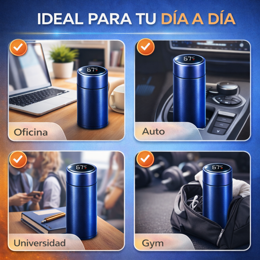 ThermoLux™ | Termo digital Mantiene caliente o frío por horas