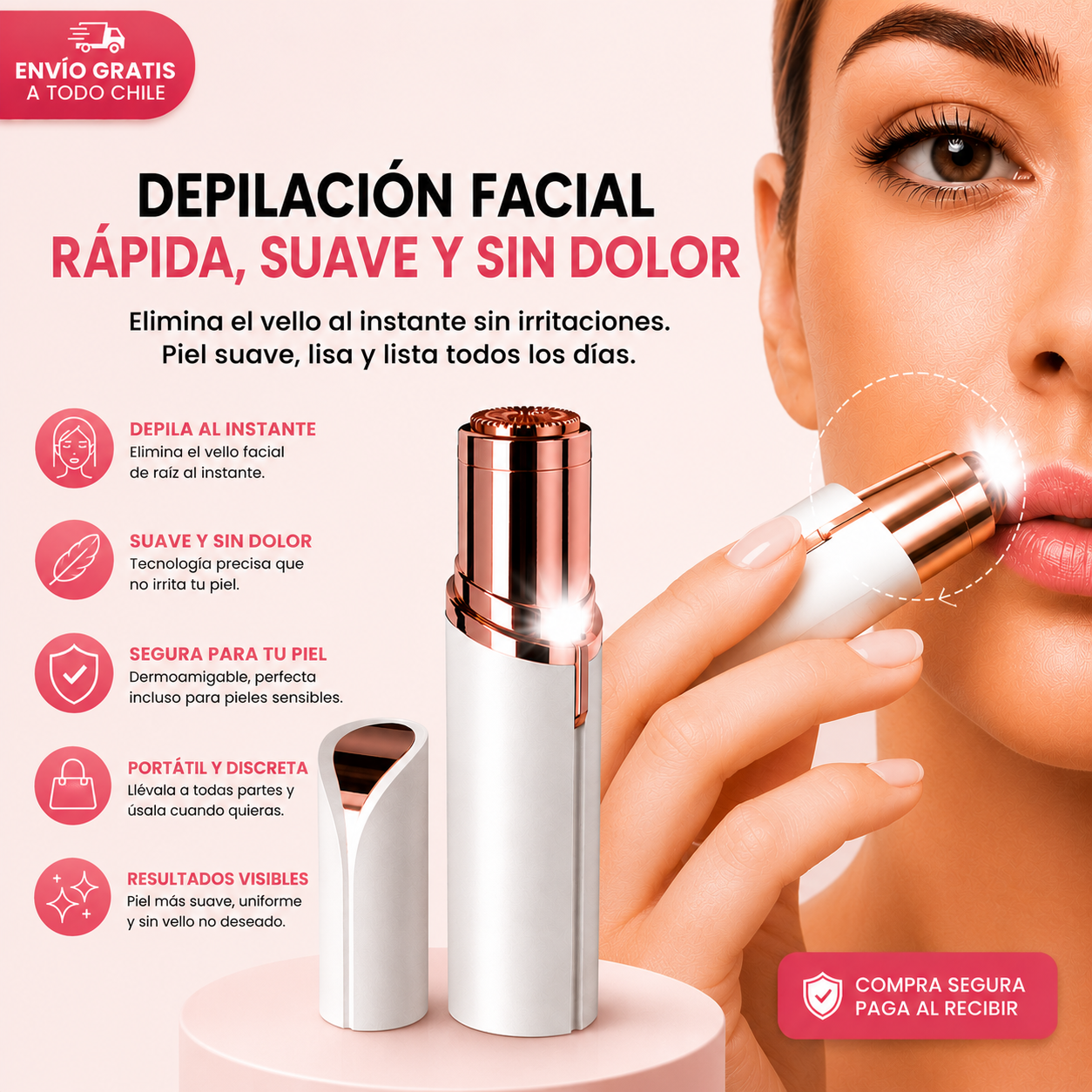 FlawlessGlow™ | Adiós a la preocupación por el vello facial visible