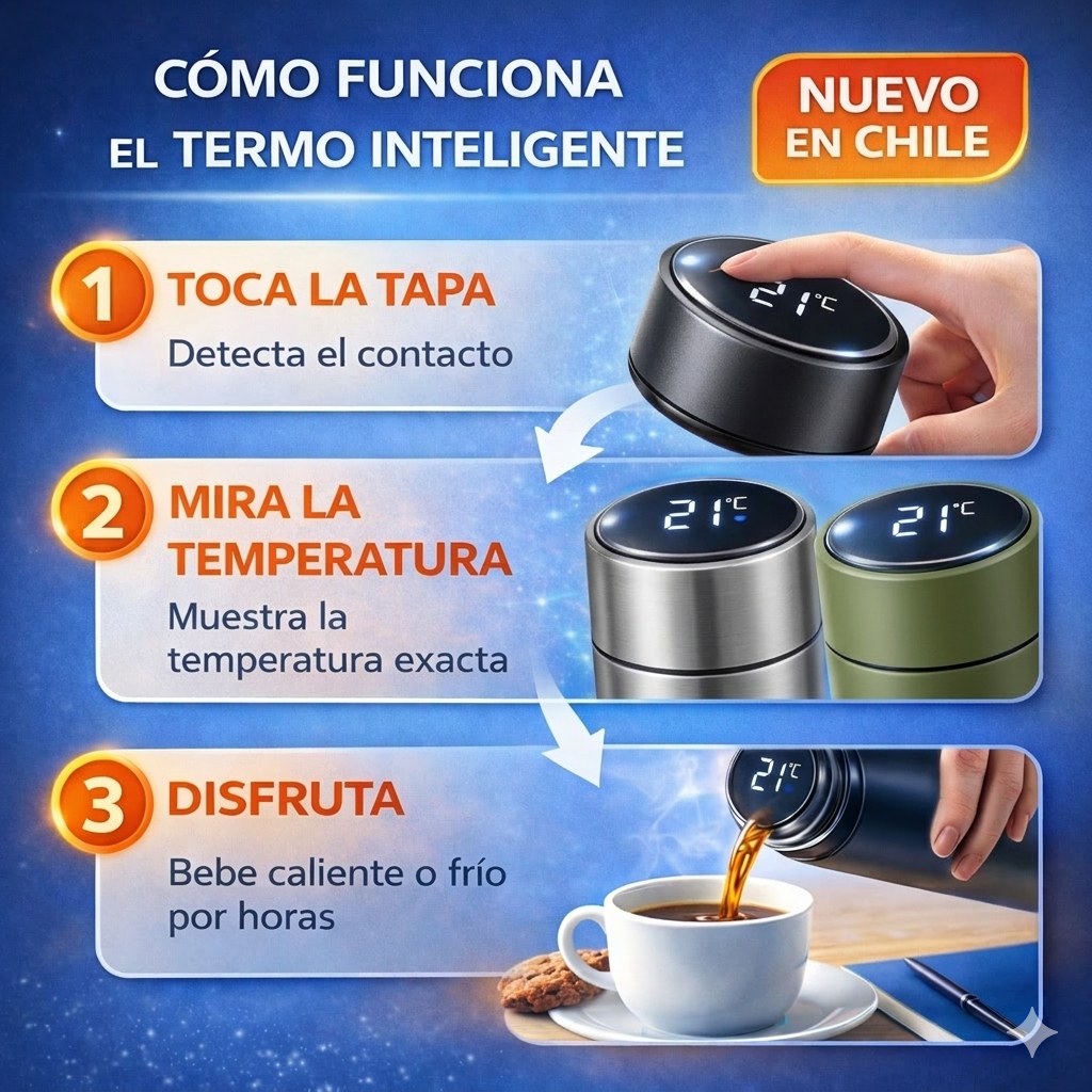 ThermoLux™ | Termo digital Mantiene caliente o frío por horas