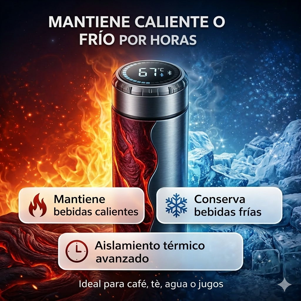 ThermoLux™ | Termo digital Mantiene caliente o frío por horas