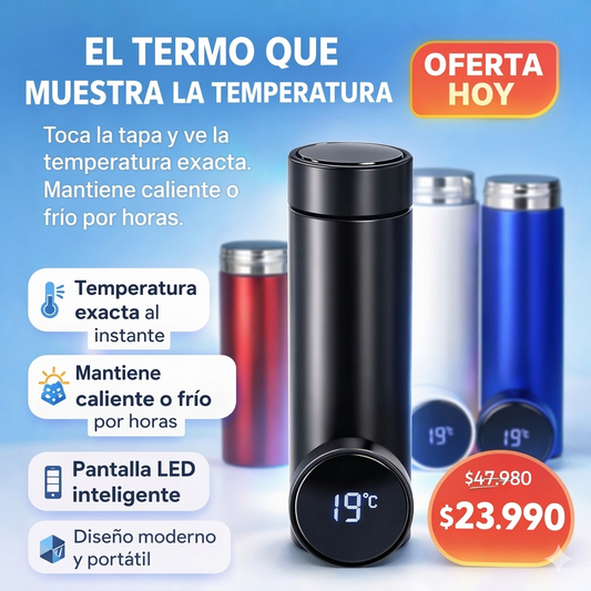 ThermoLux™ | Termo digital Mantiene caliente o frío por horas